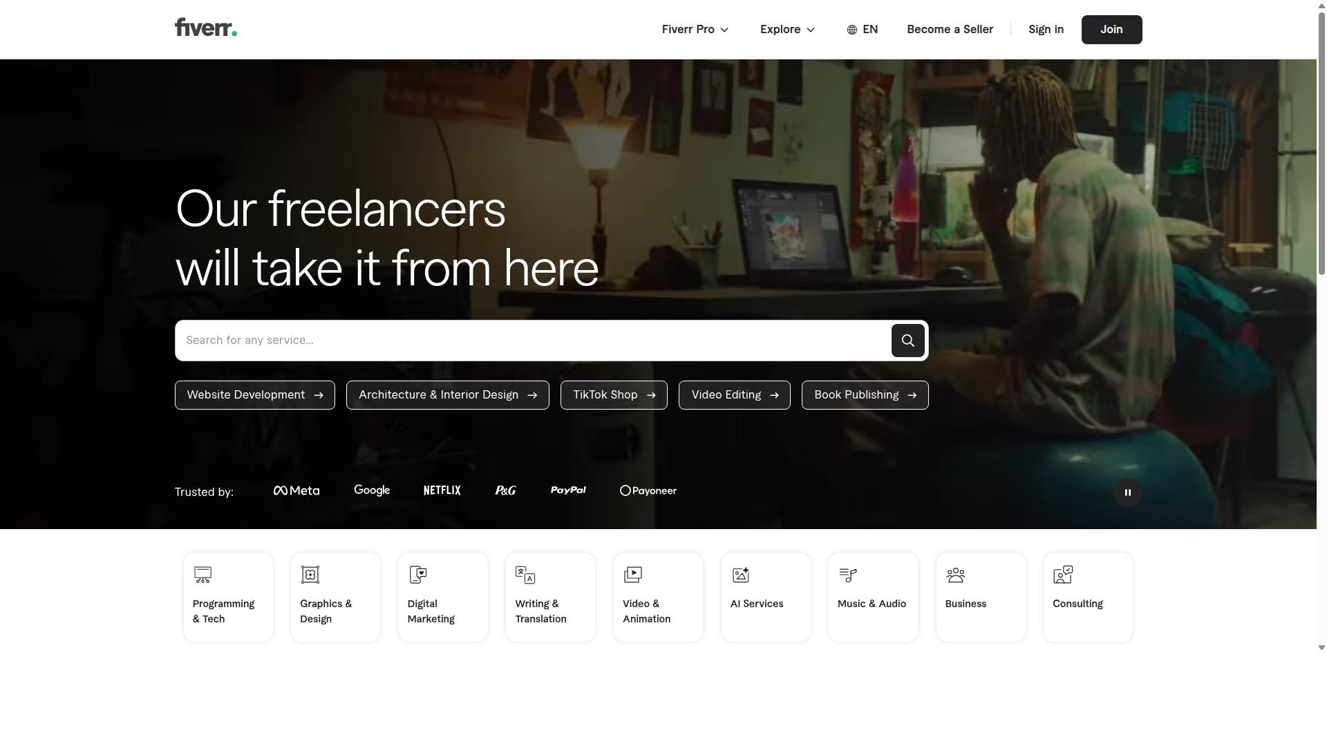Fiverr Writing Services website